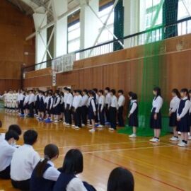 県大会・中国大会・全国大会へ向けて壮行式が行われました