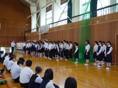 県大会・中国大会・全国大会へ向けて壮行式が行われました